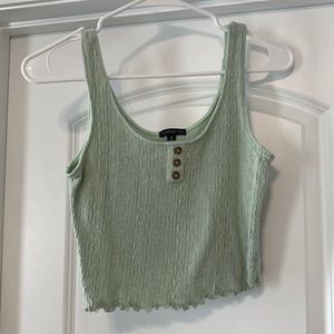 Green Button Accent Crop Top